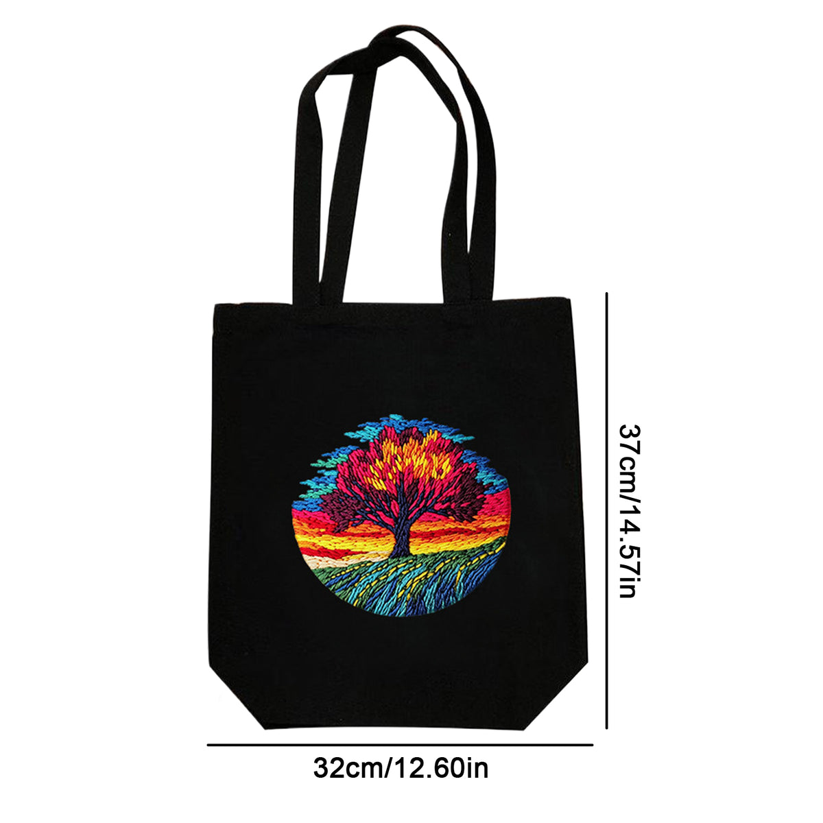 Rainbow Tree - DIY Embroidery Cross Stitch Kit with Pattern Cotton Threads Needles Hoop 32×37CM/12.60×14.57in
