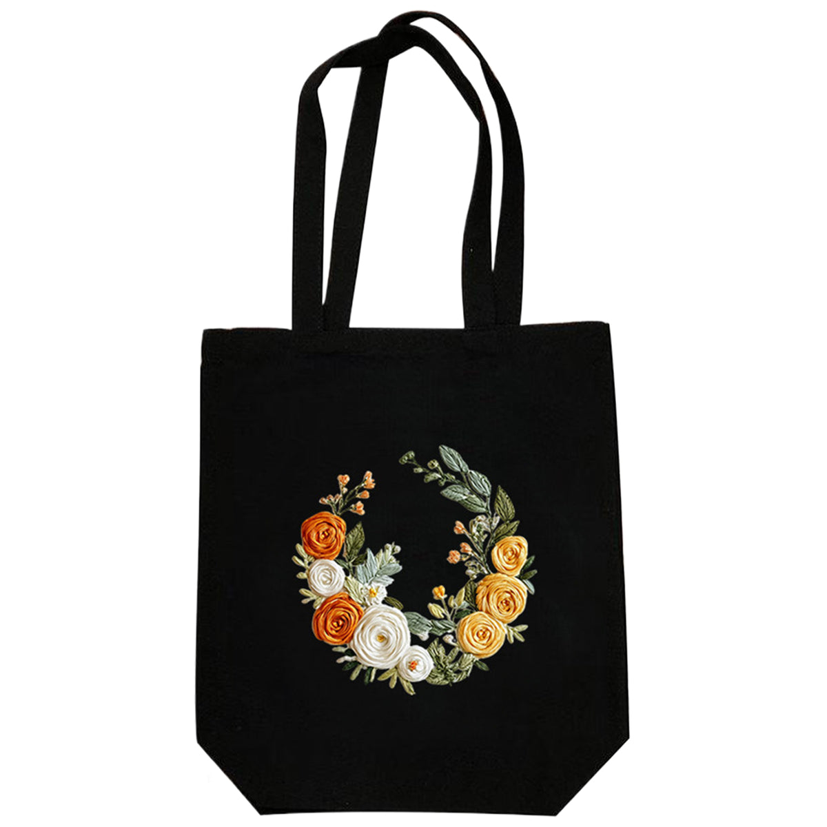 Crescent Roses - DIY Embroidery Cross Stitch Kit with Pattern Cotton Threads Needles Hoop 32×37CM/12.60×14.57in
