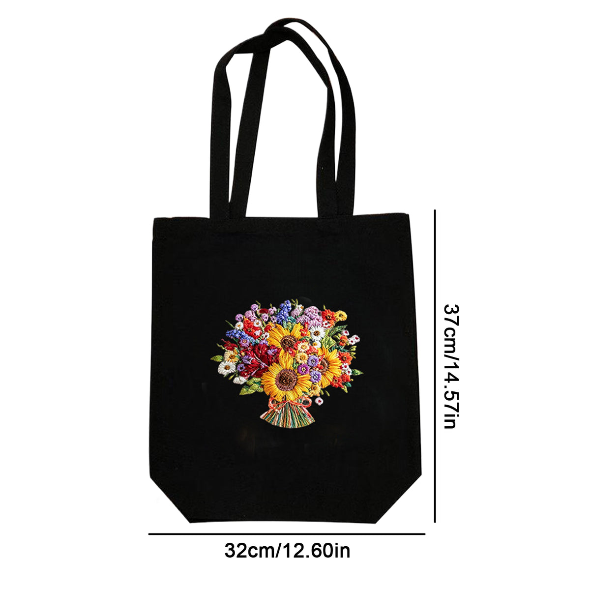 Sunflower Bouquet - DIY Embroidery Cross Stitch Kit with Pattern Cotton Threads Needles Hoop 32×37CM/12.60×14.57in