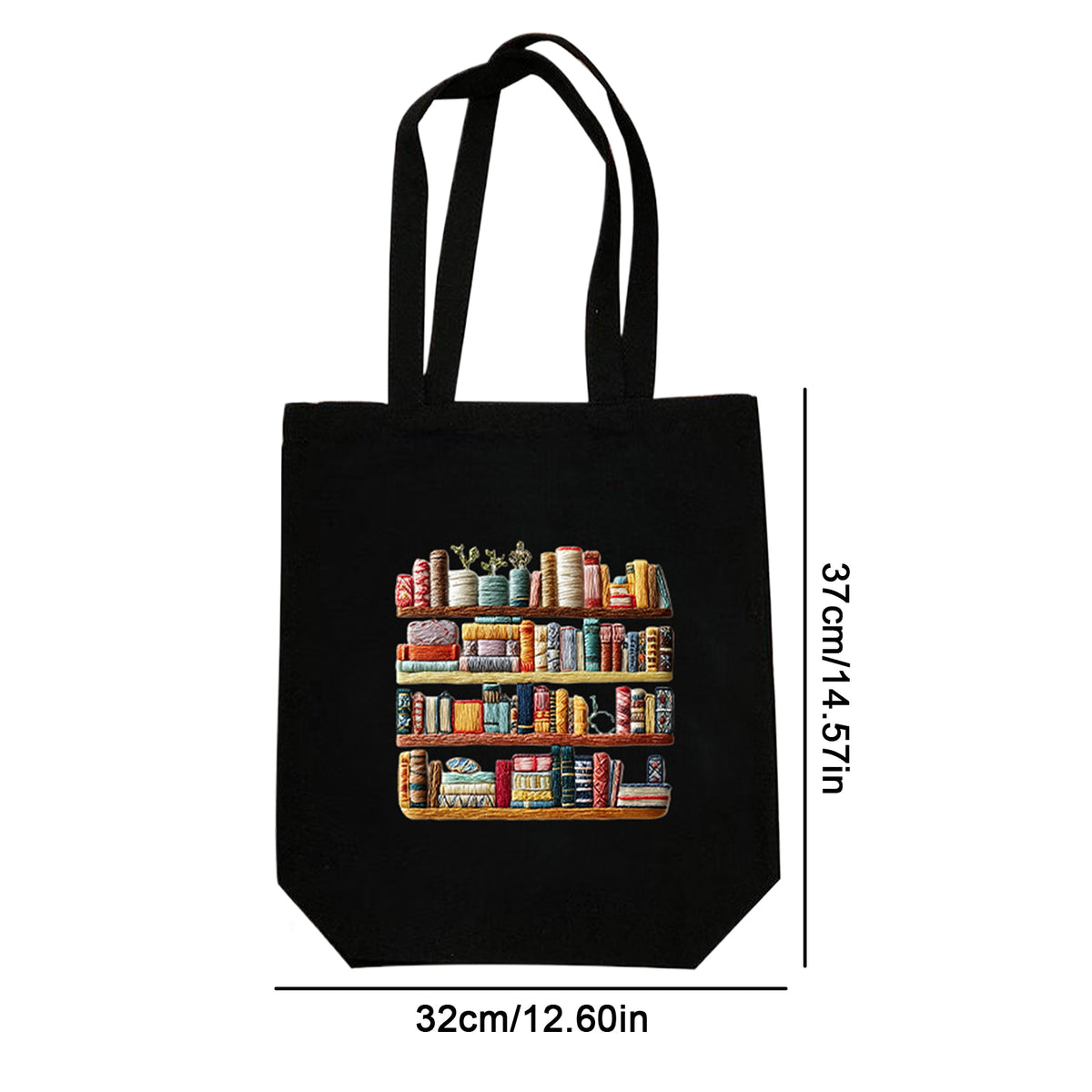 Book Shelf B - DIY Embroidery Cross Stitch Kit with Pattern Cotton Threads Needles Hoop 32×37CM/12.60×14.57in