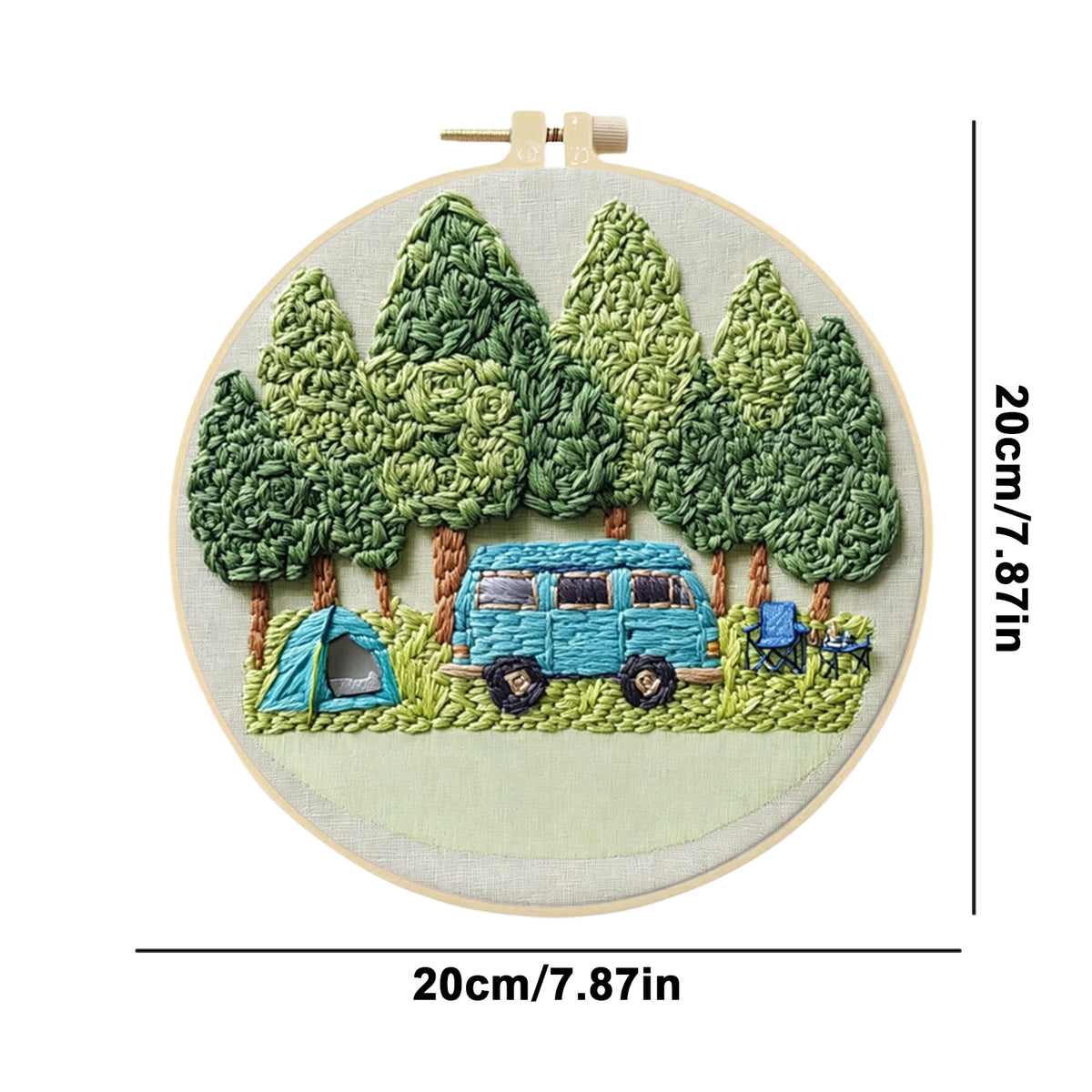 Pine Camp – DIY-Stickset für Kreuzstich mit Vorlage, Baumwollgarnen, Nadeln und Stickrahmen, 30 × 30 cm / 11,81 × 11,81 Zoll