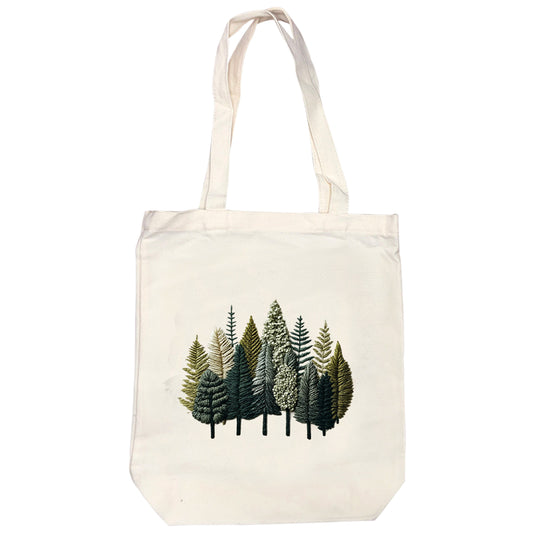 Grüne Kiefern – DIY-Stickset für Kreuzstich mit Muster, Baumwollgarnen, Nadeln und Stickrahmen, 32×37 cm / 12,60×14,57 Zoll