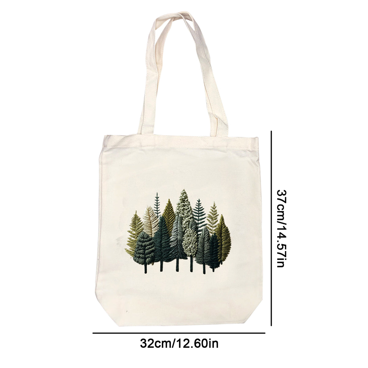 Green Pines - DIY Embroidery Cross Stitch Kit with Pattern Cotton Threads Needles Hoop 32×37CM/12.60×14.57in