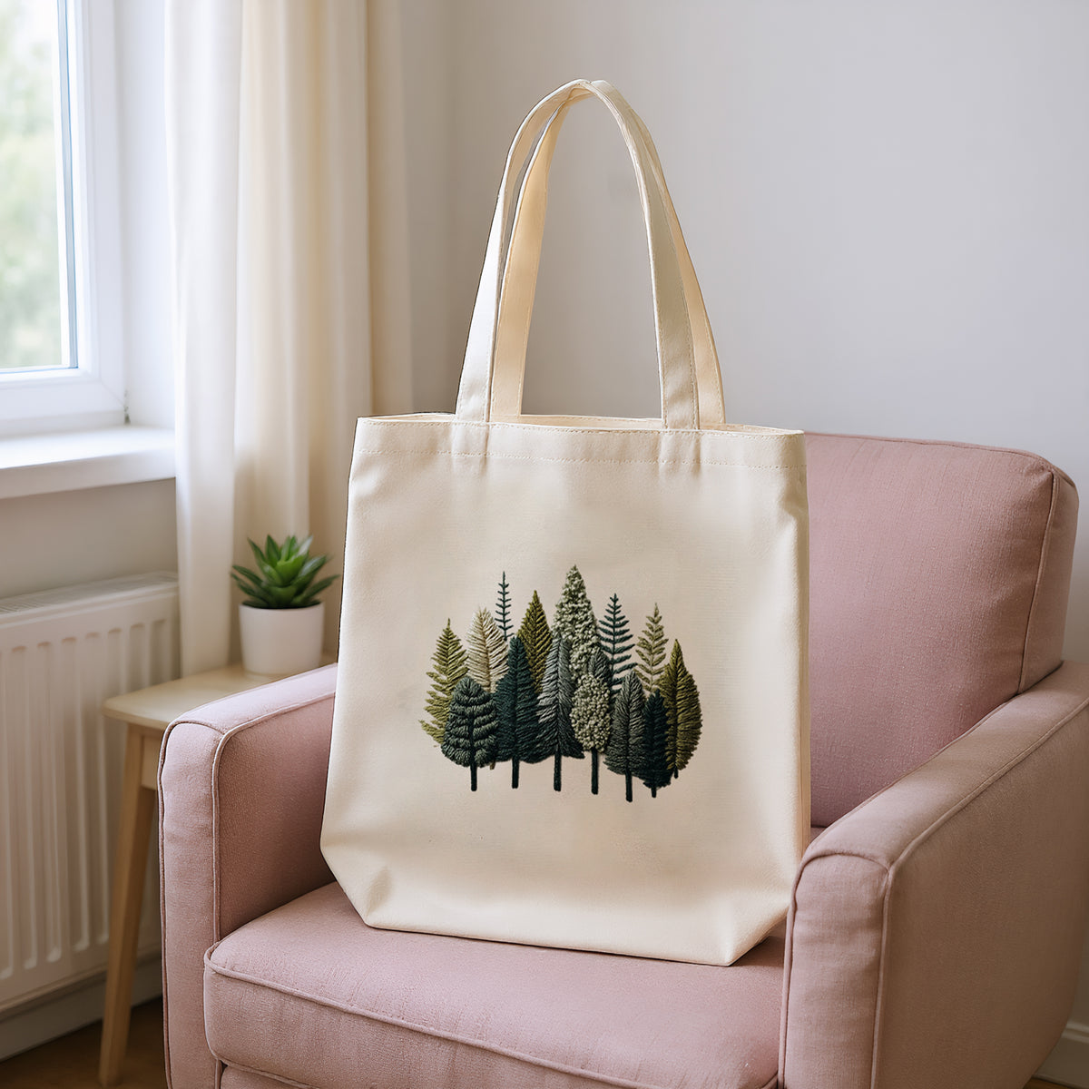 Green Pines - DIY Embroidery Cross Stitch Kit with Pattern Cotton Threads Needles Hoop 32×37CM/12.60×14.57in