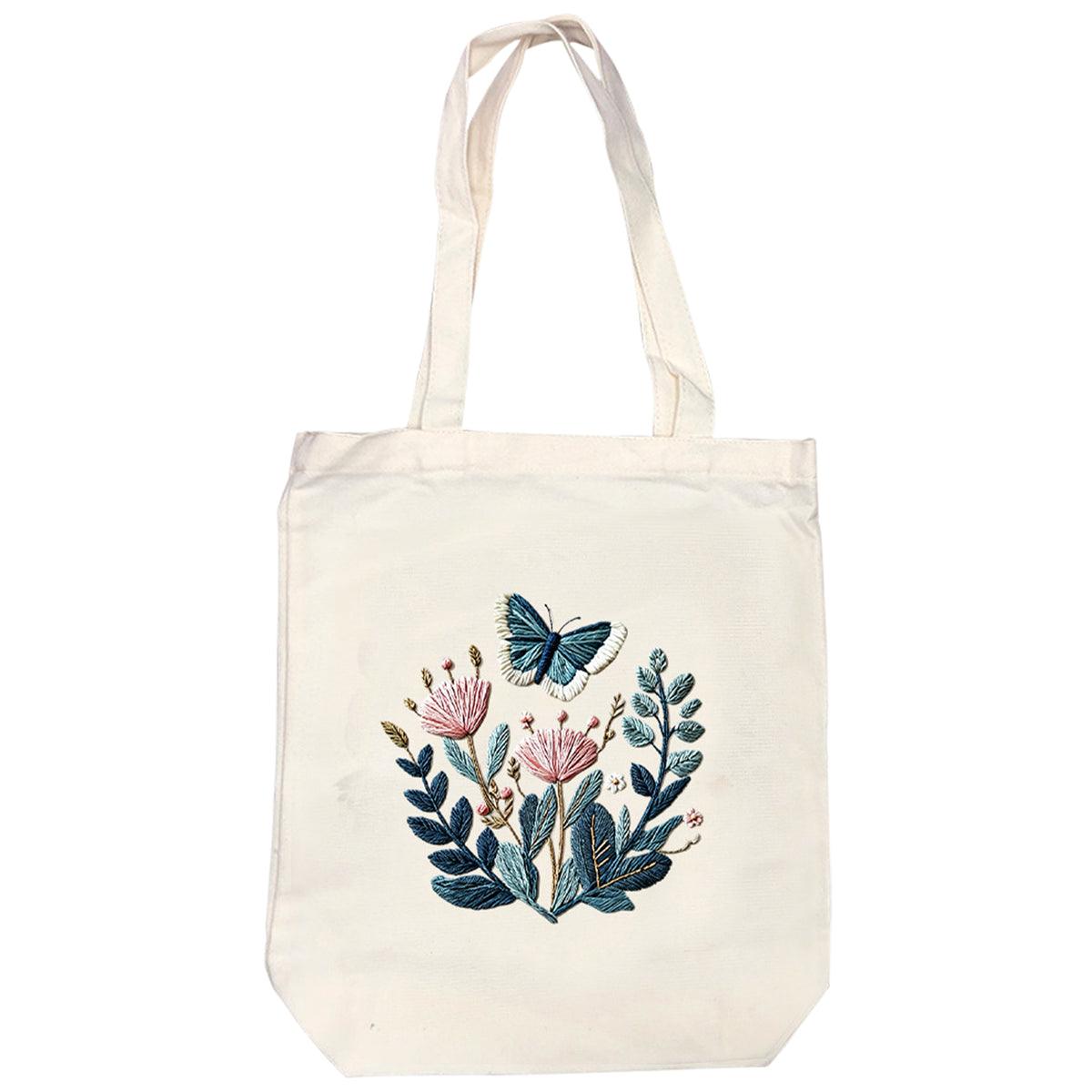 Blauer Schmetterling – DIY-Stickpackung Kreuzstich mit Vorlage, Baumwollgarnen, Nadeln und Stickrahmen 32×37 cm