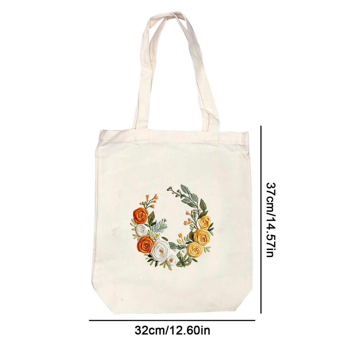 Crescent Roses - DIY Embroidery Cross Stitch Kit with Pattern Cotton Threads Needles Hoop 32×37CM/12.60×14.57in