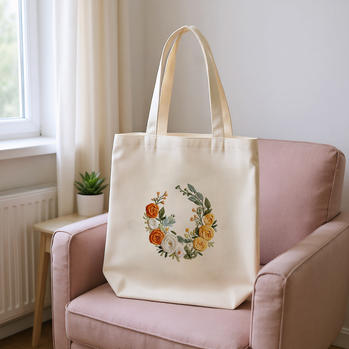 Crescent Roses - DIY Embroidery Cross Stitch Kit with Pattern Cotton Threads Needles Hoop 32×37CM/12.60×14.57in