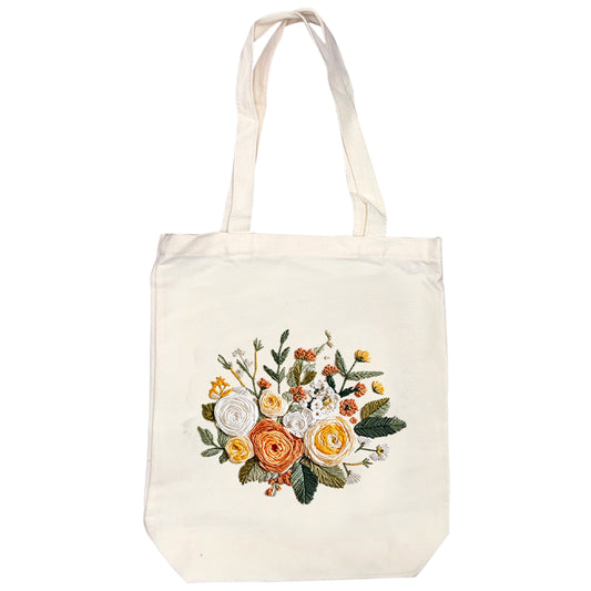 Aprikosen-Bouquet – DIY-Stickset für Kreuzstich mit Muster, Baumwollgarnen, Nadeln und Stickrahmen, 32 × 37 cm / 12,60 × 14,57 Zoll