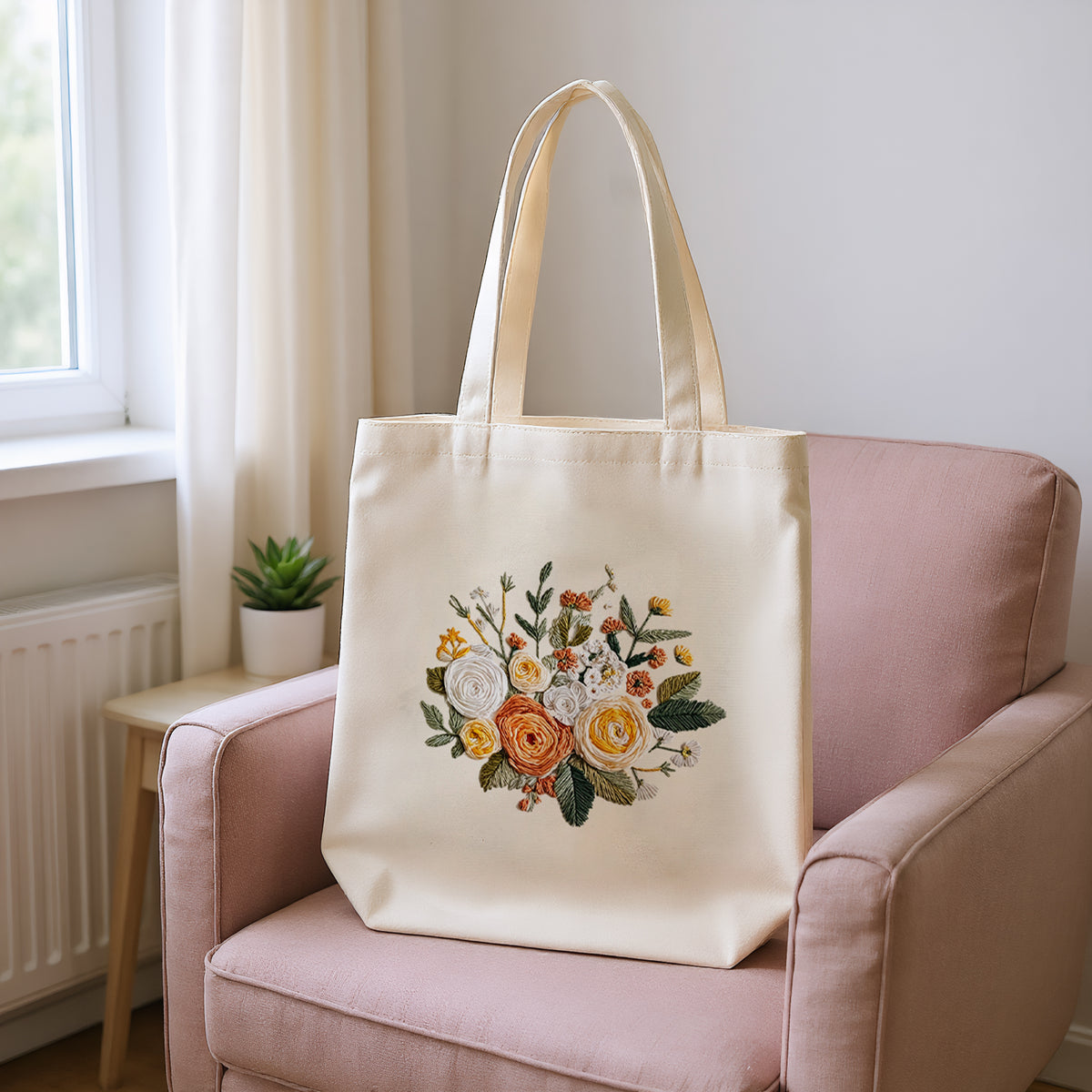 Apricot Bouquet - DIY Embroidery Cross Stitch Kit with Pattern Cotton Threads Needles Hoop 32×37CM/12.60×14.57in