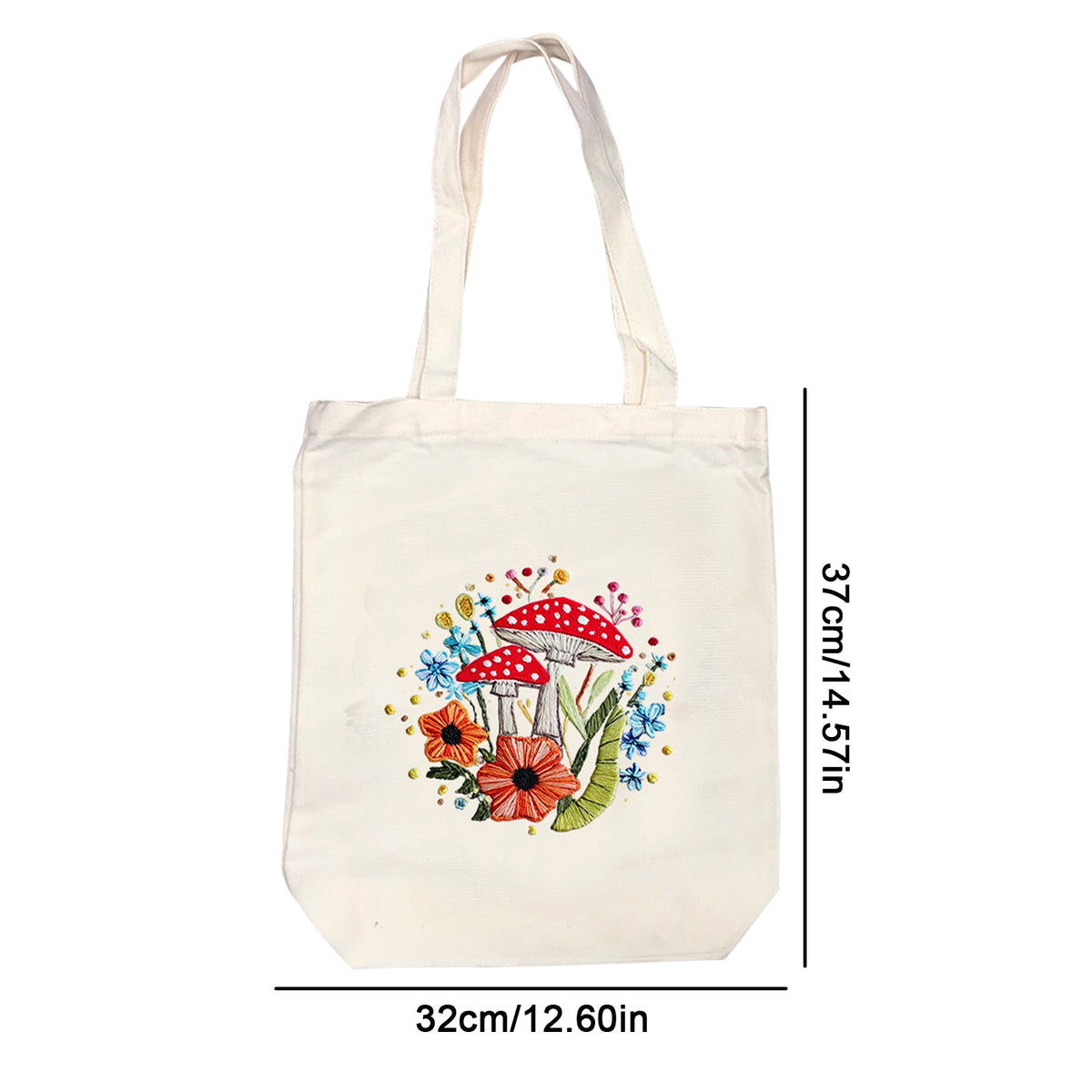 Fly Agaric - DIY Embroidery Cross Stitch Kit with Pattern Cotton Threads Needles Hoop 32×37CM/12.60×14.57in
