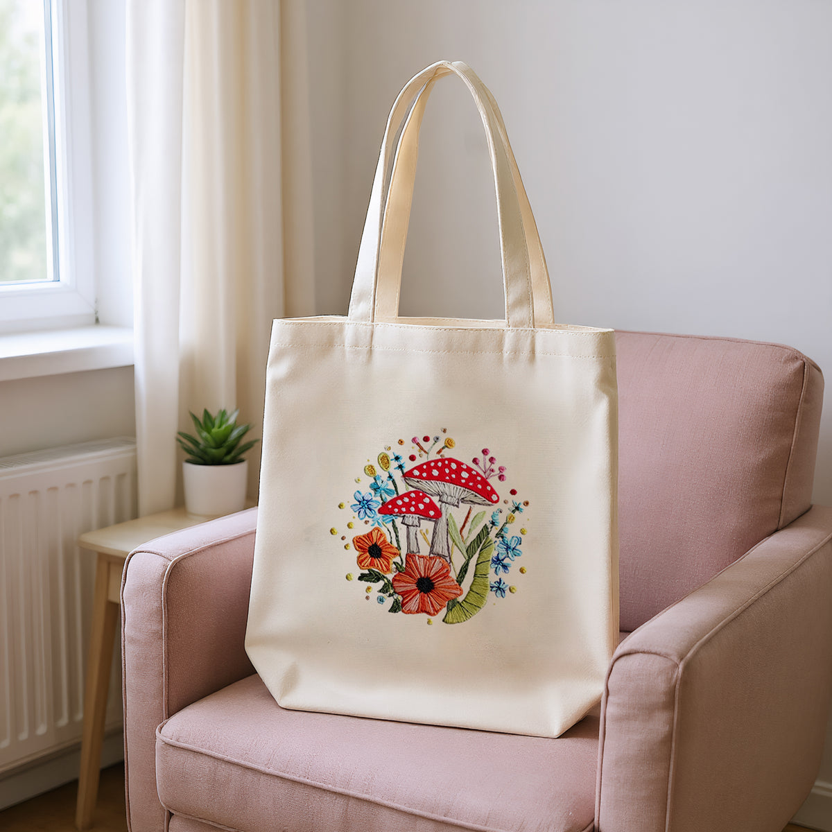 Fly Agaric - DIY Embroidery Cross Stitch Kit with Pattern Cotton Threads Needles Hoop 32×37CM/12.60×14.57in