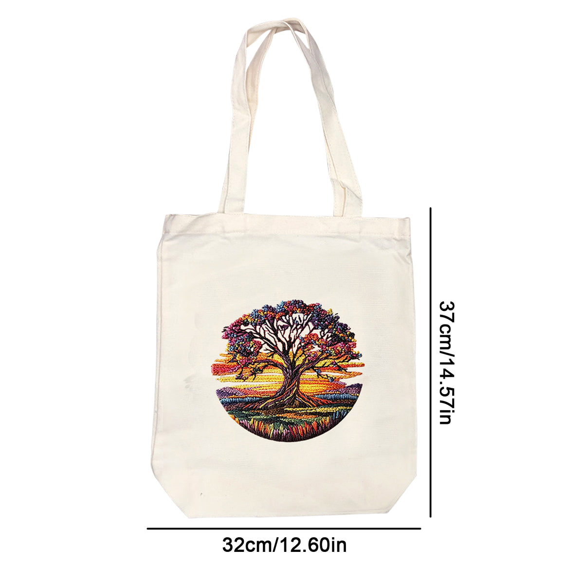 Rainbow Tree - DIY Embroidery Cross Stitch Kit with Pattern Cotton Threads Needles Hoop 32×37CM/12.60×14.57in
