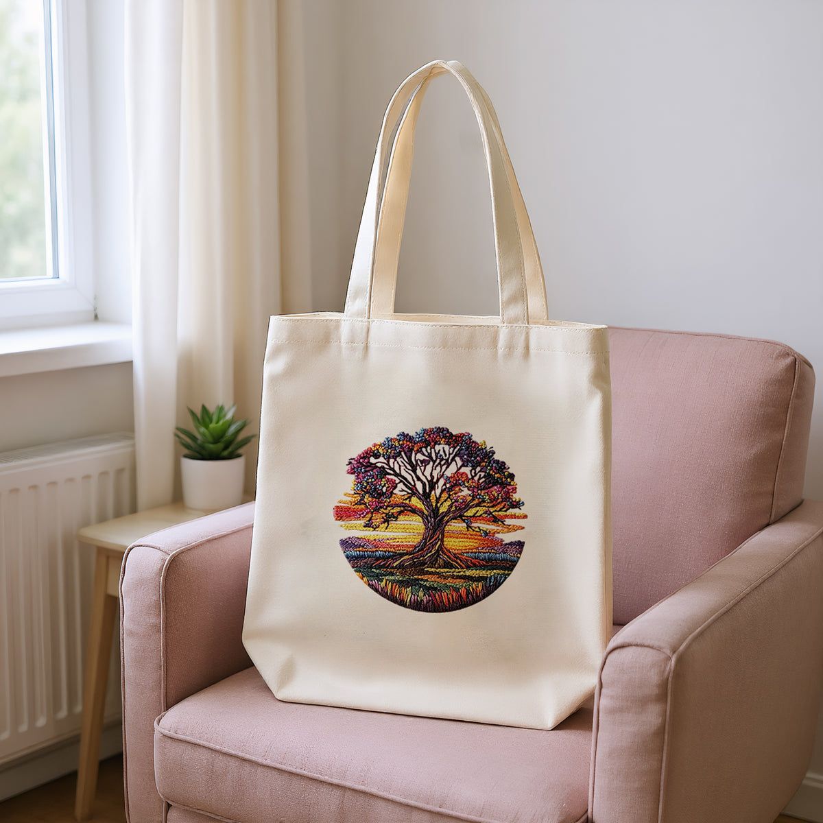 Rainbow Tree - DIY Embroidery Cross Stitch Kit with Pattern Cotton Threads Needles Hoop 32×37CM/12.60×14.57in