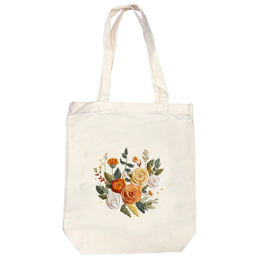 Pfirsich-Bouquet – DIY-Stickpackung für Kreuzstich mit Vorlage, Baumwollgarnen, Nadeln und Stickrahmen 32 × 37 cm