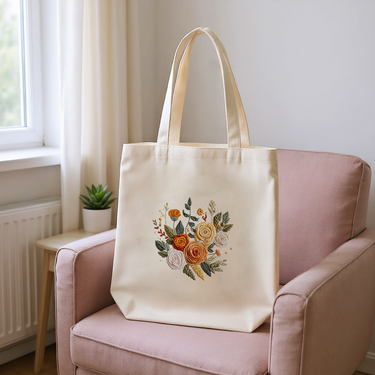 Peach Bouquet - DIY Embroidery Cross Stitch Kit with Pattern Cotton Threads Needles Hoop 32×37CM/12.60×14.57in