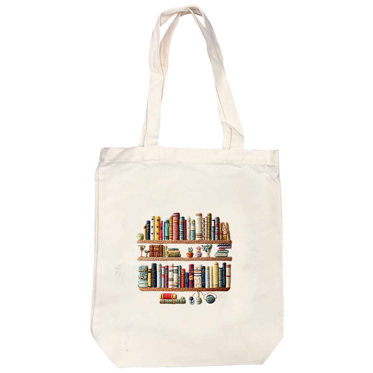 Bücherregal - DIY Stickset Kreuzstich mit Vorlage, Baumwollgarnen, Nadeln und Stickrahmen 32 × 37 cm / 12,60 × 14,57 Zoll