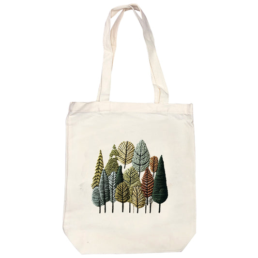 Herbstkiefern – DIY-Stickpackung für Kreuzstich mit Muster, Baumwollgarnen, Nadeln und Stickrahmen 32 × 37 cm / 12,60 × 14,57 Zoll