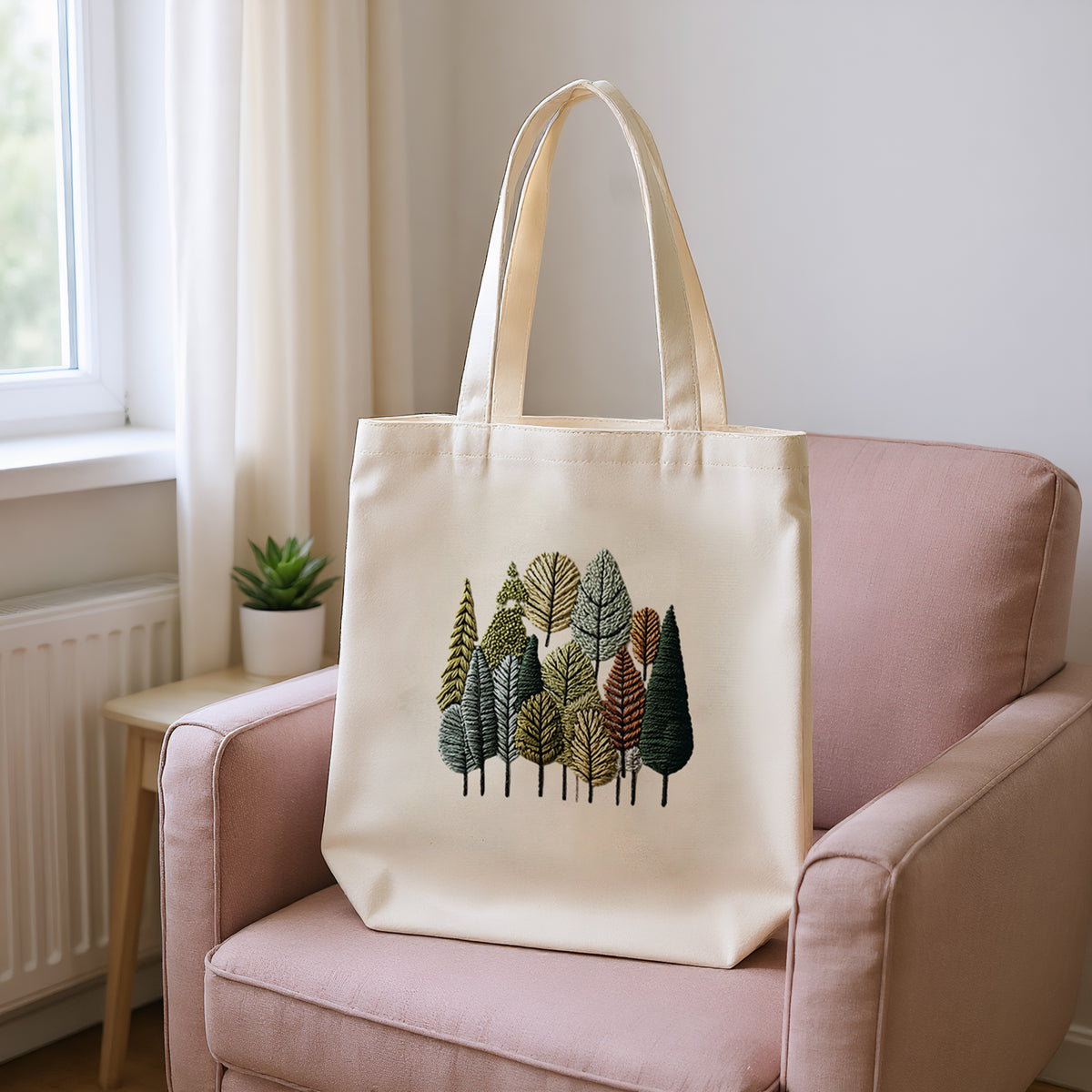 Autumn Pines - DIY Embroidery Cross Stitch Kit with Pattern Cotton Threads Needles Hoop 32×37CM/12.60×14.57in