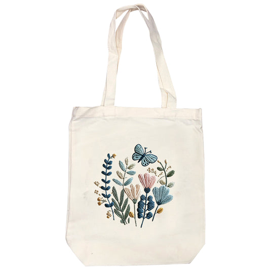 Blauer Schmetterling - DIY-Stickset für Kreuzstich mit Vorlage, Baumwollgarnen, Nadeln und Stickrahmen, 32 × 37 cm / 12,60 × 14,57 Zoll