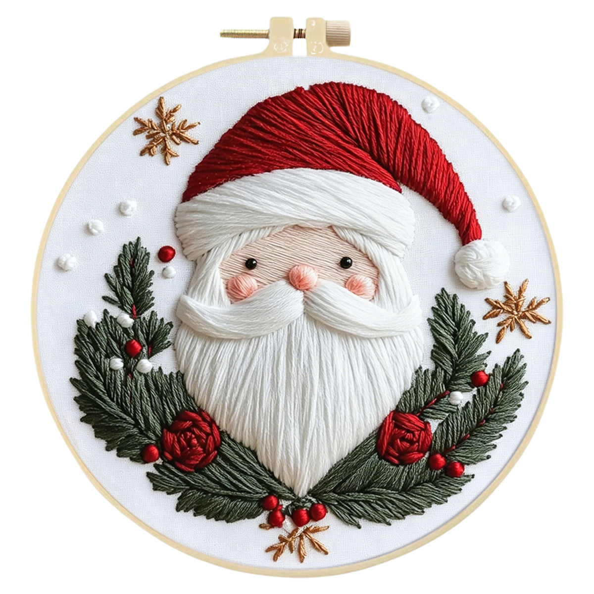 Weihnachts-Stickerei – DIY-Stickset Kreuzstich mit Muster, Baumwollgarnen, Nadeln und Stickrahmen 30×30 cm