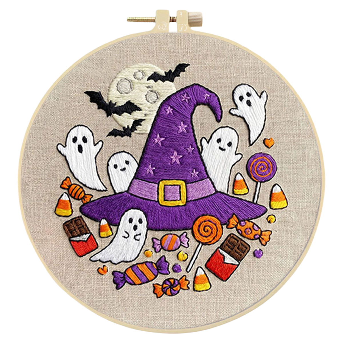 Moon Candy - DIY Embroidery Cross Stitch Kit with Pattern Cotton Threads Needles Hoop 29×29CM/11.42×11.42in