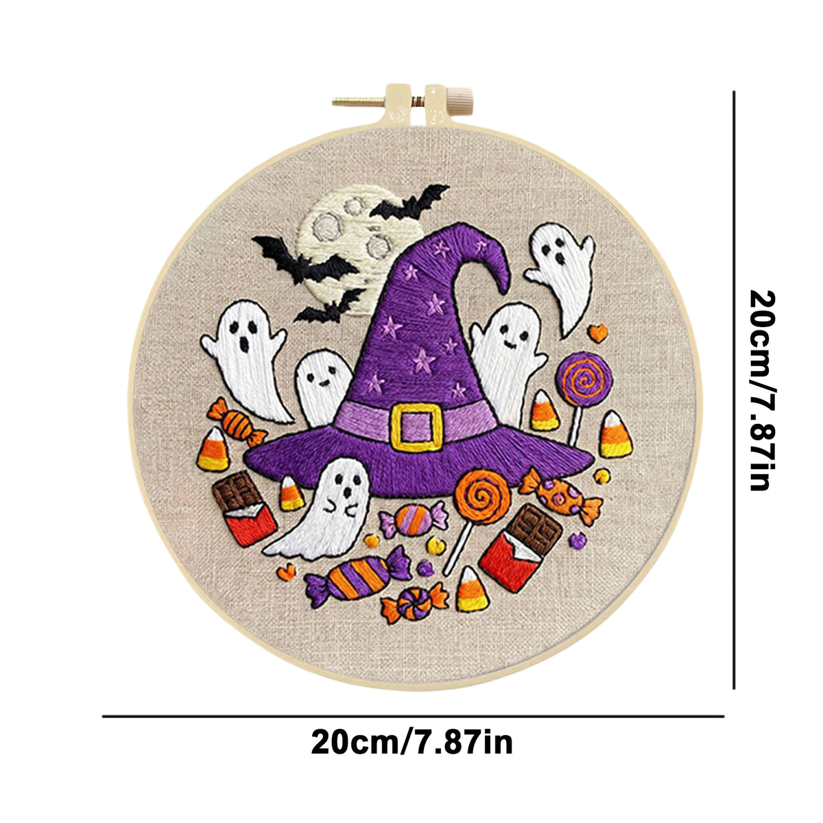 Moon Candy - DIY Embroidery Cross Stitch Kit with Pattern Cotton Threads Needles Hoop 29×29CM/11.42×11.42in