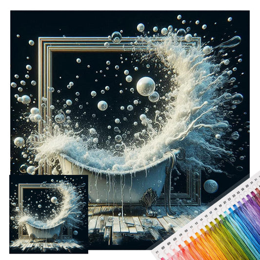 Bathtub - Full 14CT Stamped Cross Stitch 40x40CM - Huacan