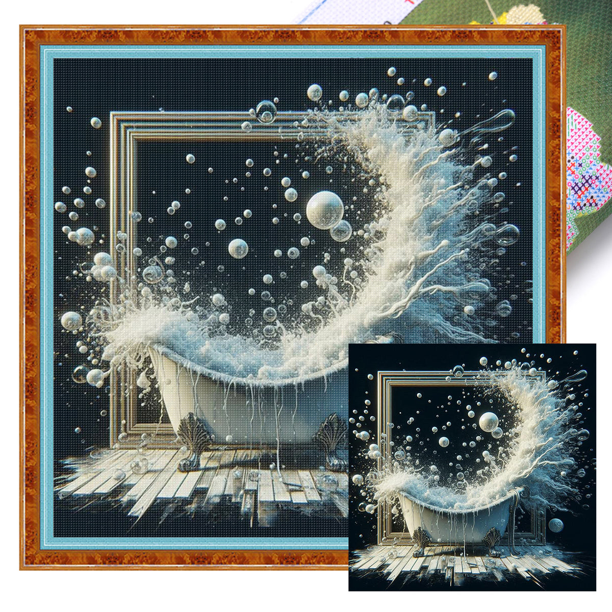 Bathtub - Full 14CT Stamped Cross Stitch 40x40CM - Huacan