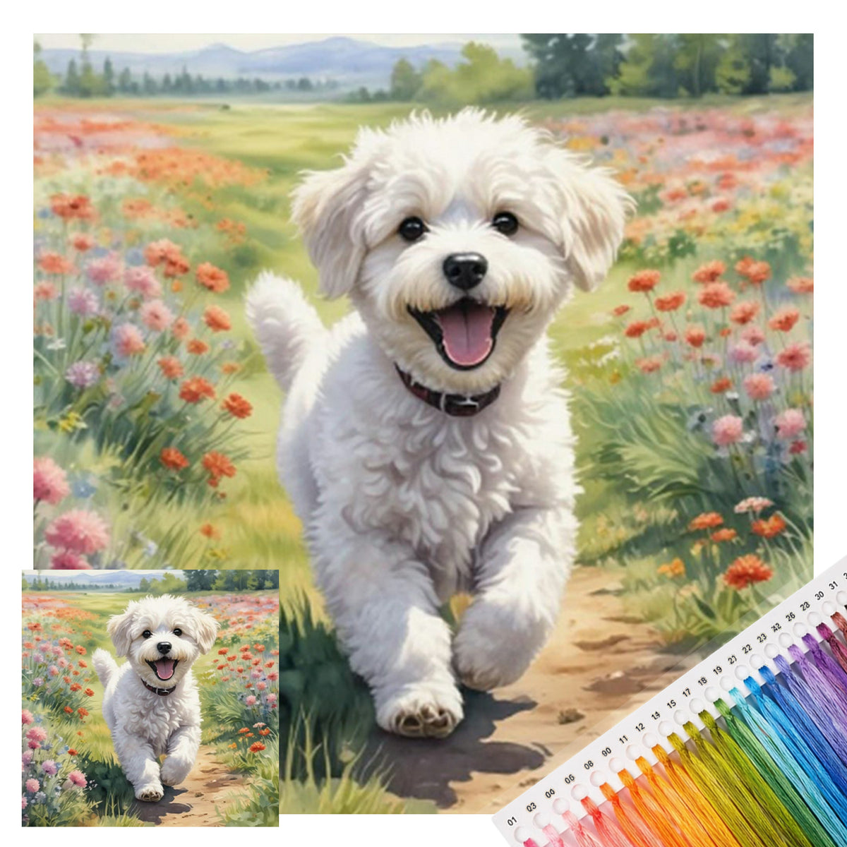 Meadow Pup-Dog - Full 11CT Stamped Cross Stitch 40x40CM - Yishu