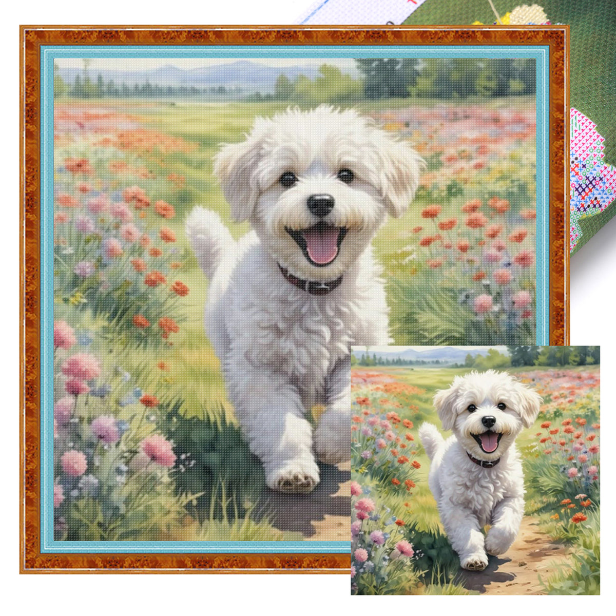 Meadow Pup-Dog - Full 11CT Stamped Cross Stitch 40x40CM - Yishu