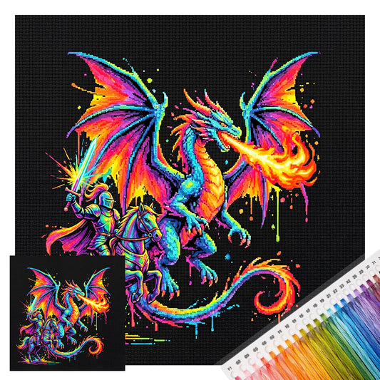 Drache - Vollständiges 14CT Stempel-Kreuzstich-Set 30x30CM - Huacan