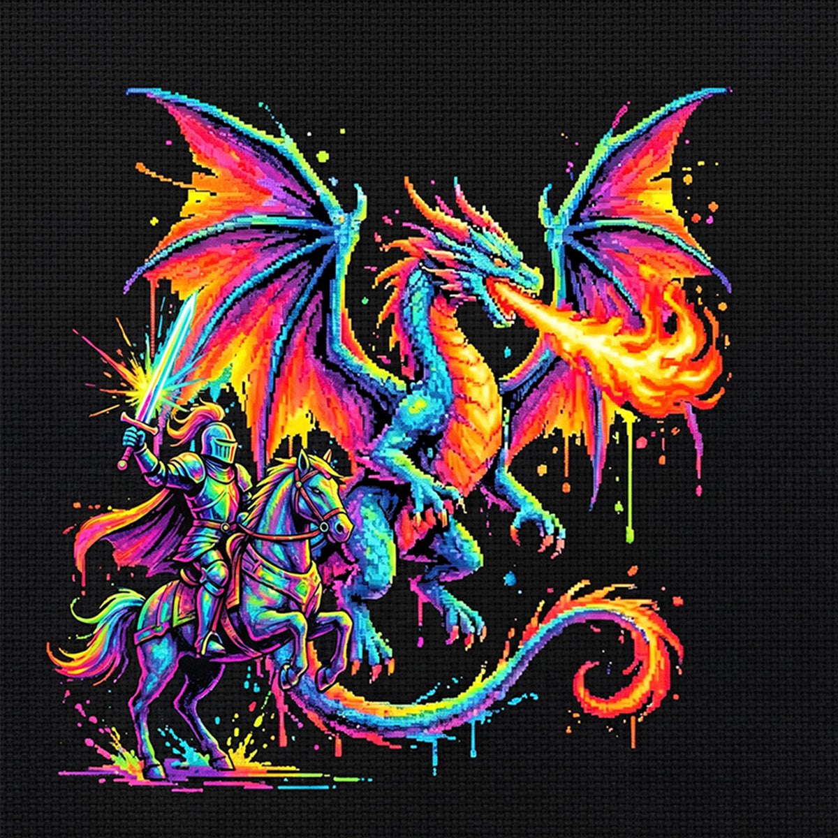 Drache - Vollständiges 14CT Stempel-Kreuzstich-Set 30x30CM - Huacan