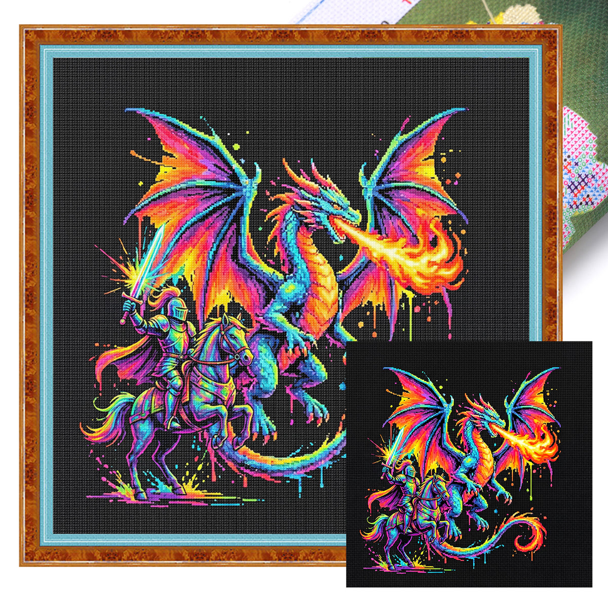 Drache - Vollständiges 14CT Stempel-Kreuzstich-Set 30x30CM - Huacan