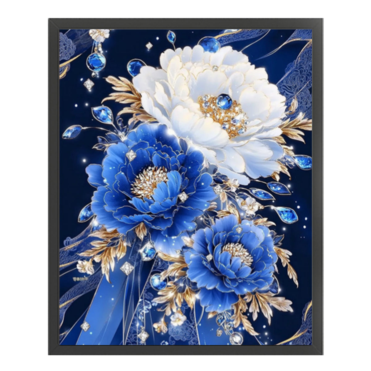 Blaue Kristall-Pfingstrosen – Vollständiges 11CT gezähltes Kreuzstichset 40*50CM – Huacan