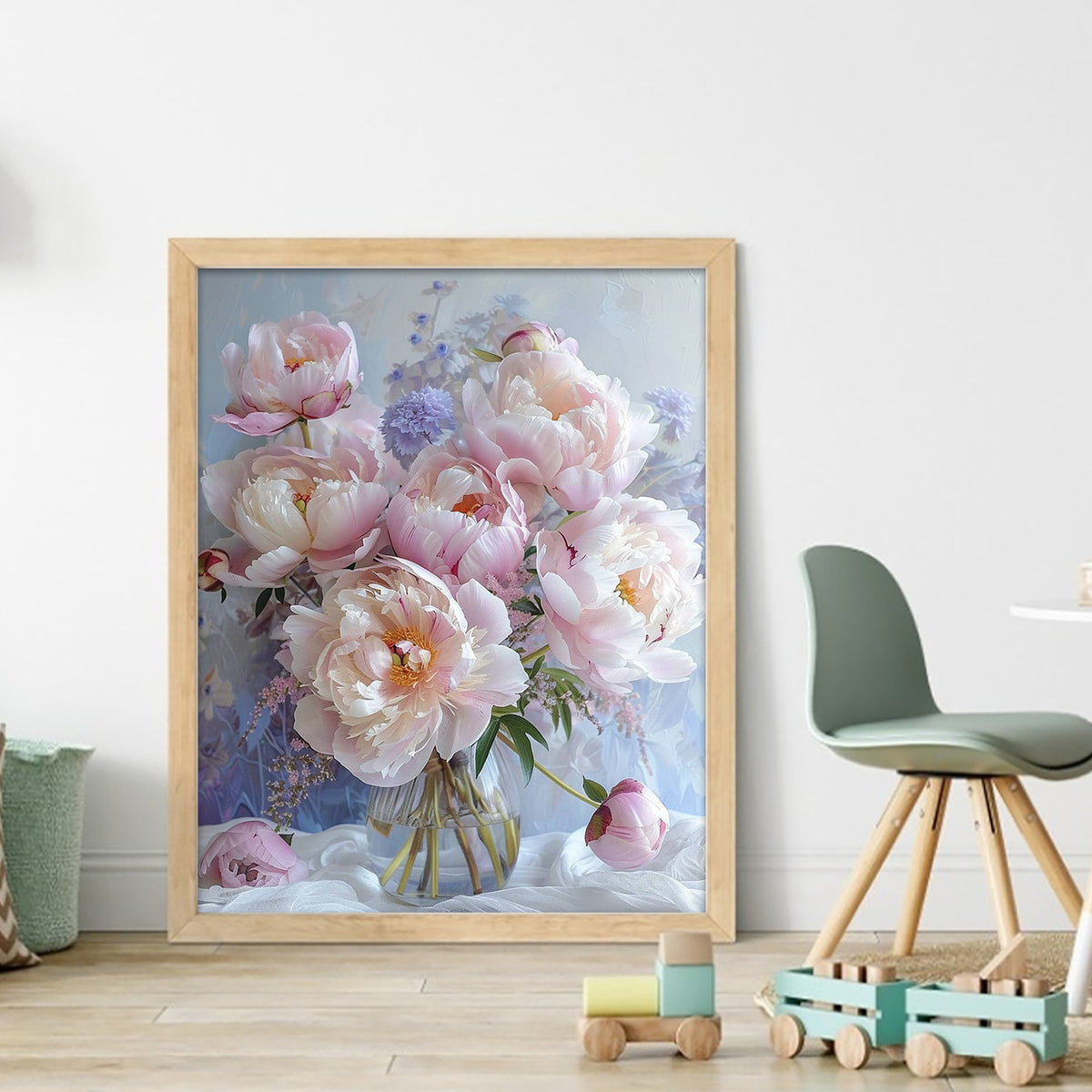 Hellrosa Pfingstrosen - Vollständiges 11CT gezähltes Kreuzstichset 40*50CM - Huacan