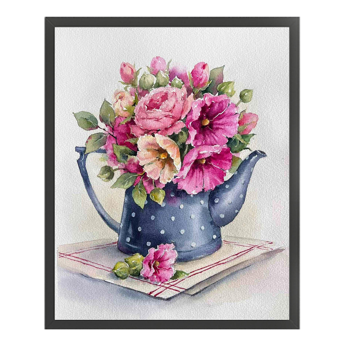 Watercolor Flowers In A Watering Can - Full 11CT Counted Cross Stitch 40*50CM - Huacan