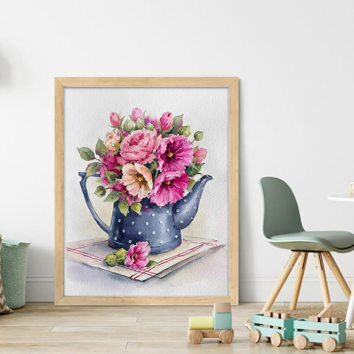 Watercolor Flowers In A Watering Can - Full 11CT Counted Cross Stitch 40*50CM - Huacan