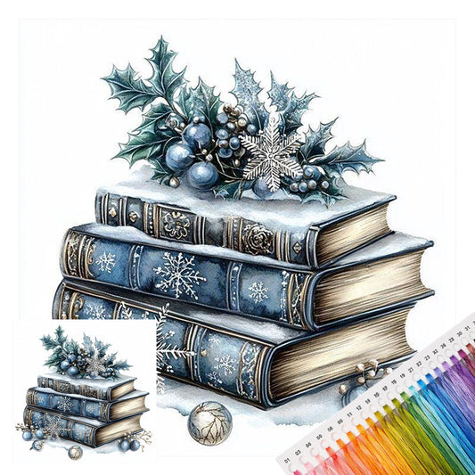 Christmas Books - Full 14CT Stamped Cross Stitch 30x30CM - Huacan