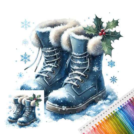Christmas Boots - Full 14CT Stamped Cross Stitch 30x30CM - Huacan