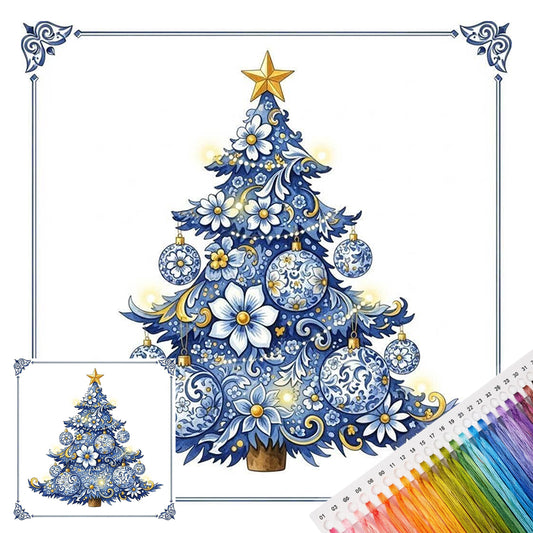 Weihnachtsbaum - Vollständiges 14CT gestempeltes Kreuzstich-Set 30x30CM - Huacan