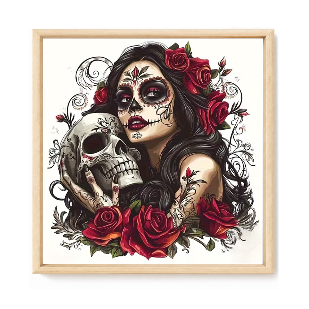 Untote Rosen-Dame - Vollständiges 11CT Stempel-Kreuzstich-Set 45x45CM - Huacan