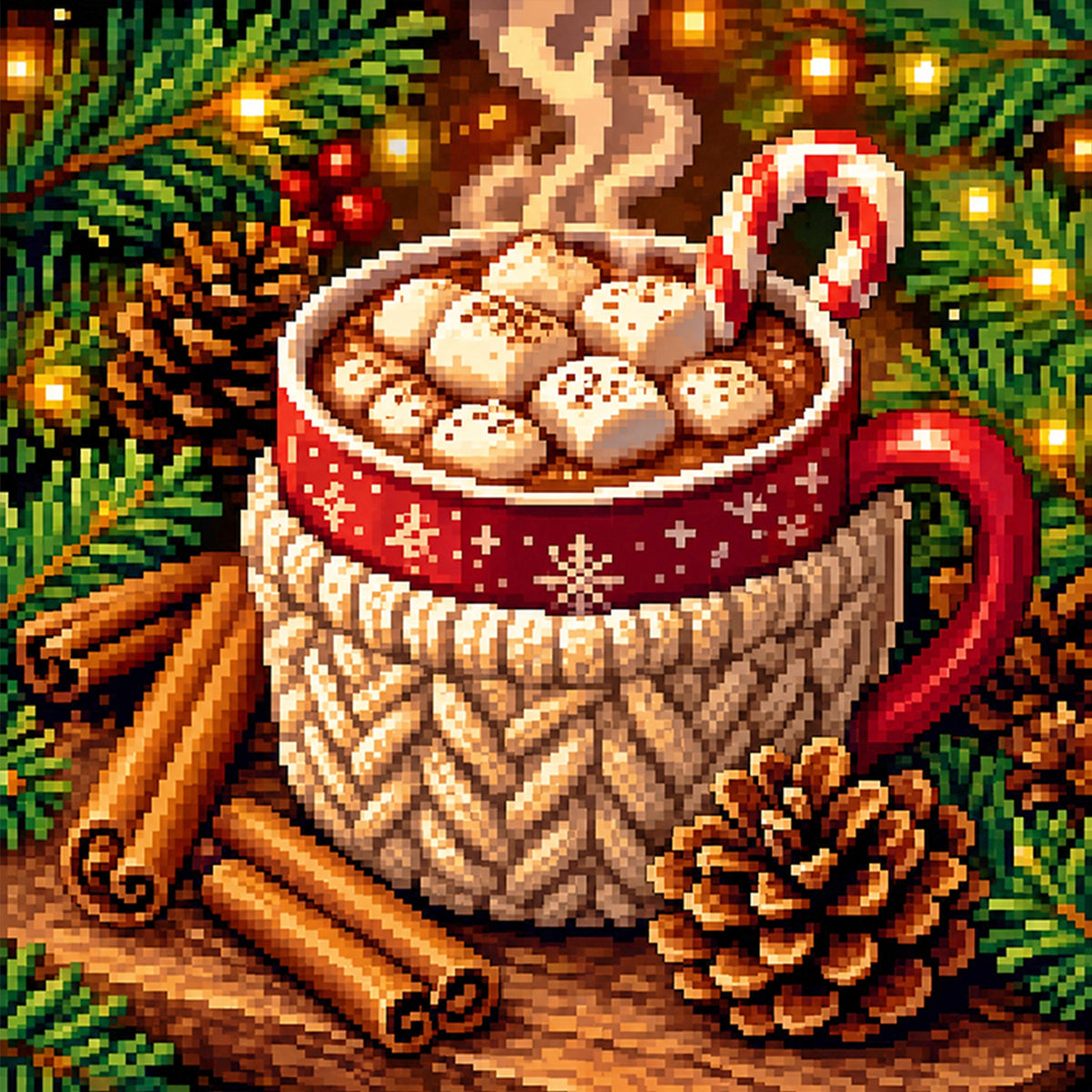 Hot Cocoa Christmas Mug - Full 11CT Stamped Cross Stitch 40x40CM - Yishu