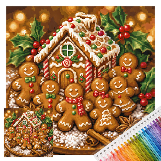 Gingerbread Home - Full 11CT Stamped Cross Stitch 40x40CM - Yishu