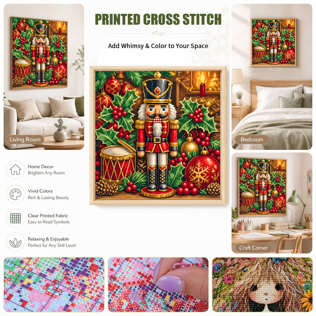Vintage Nutcracker - Full 11CT Stamped Cross Stitch 40x40CM - Yishu