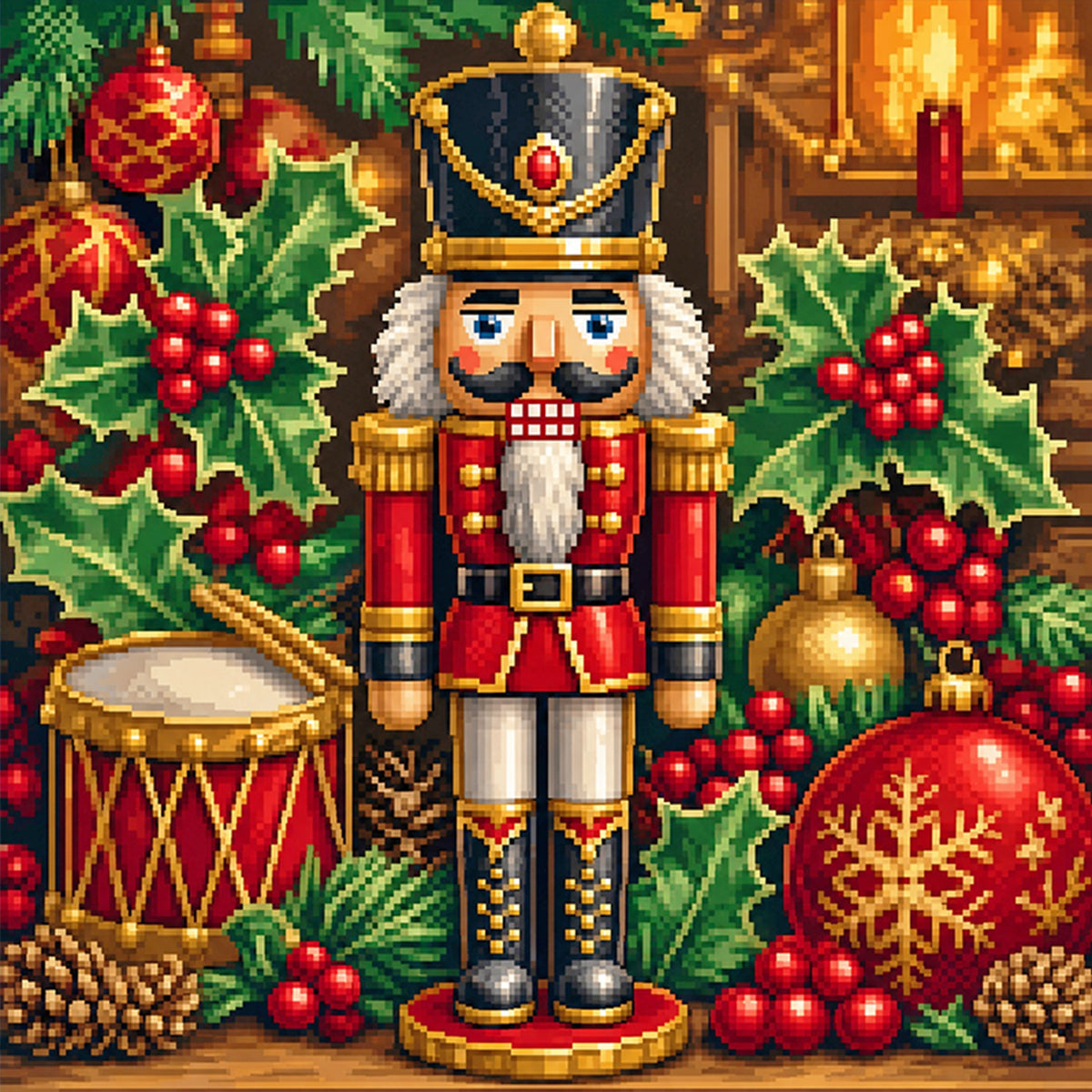 Vintage Nutcracker - Full 11CT Stamped Cross Stitch 40x40CM - Yishu