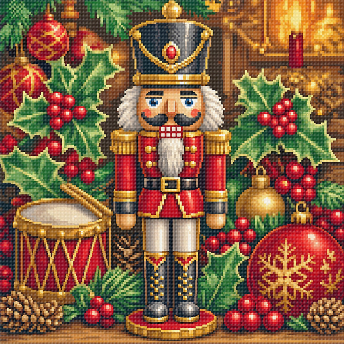 Vintage Nutcracker - Full 11CT Stamped Cross Stitch 40x40CM - Yishu
