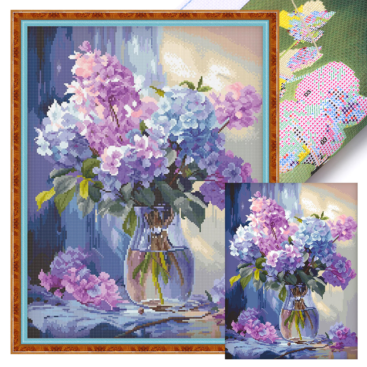 Hortensienvase – Komplettes 14CT gestempeltes Kreuzstich-Set 6x45,7 cm – Cherish