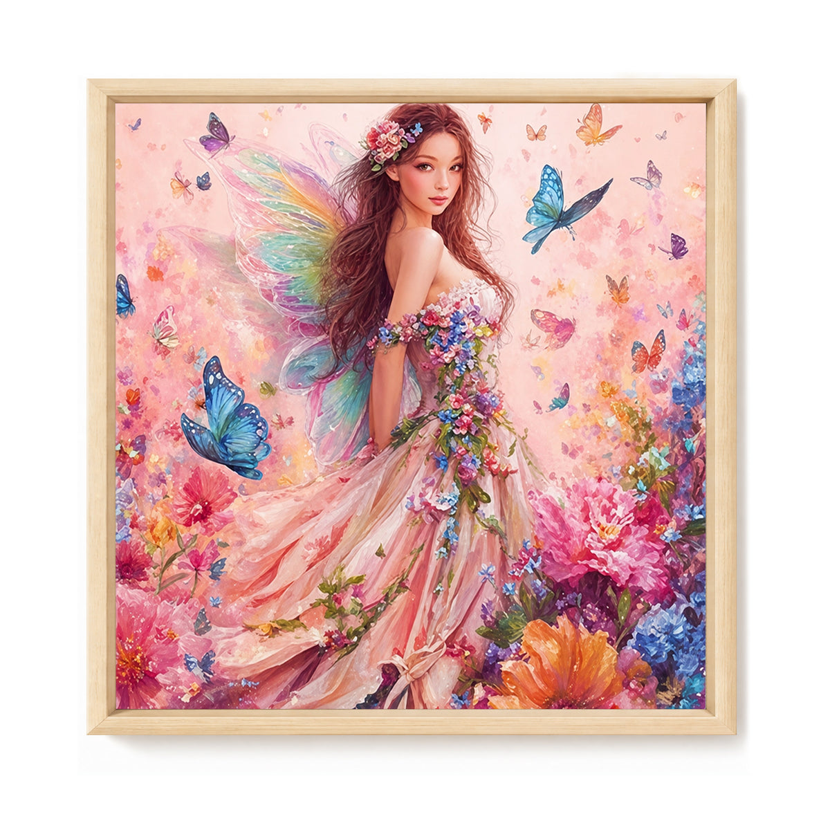 Blumenfee Schmetterlingsschatten - Vollständiges 11CT gestempeltes Kreuzstich-Set 45x45CM - Huacan