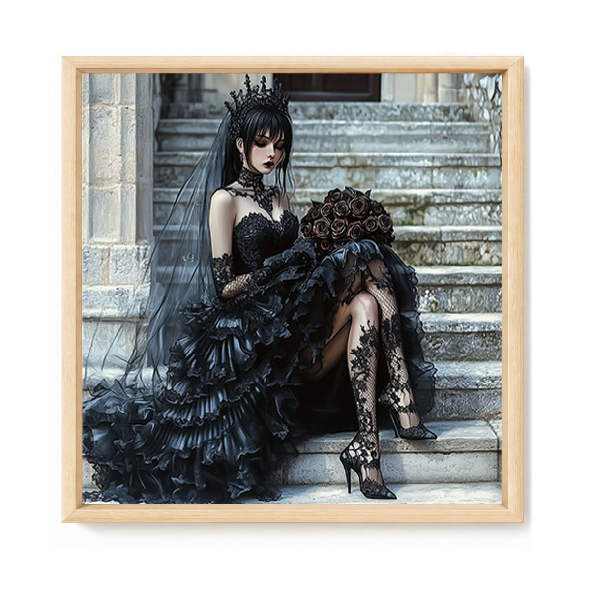 Dark Gothic Queen - Full 11CT Stamped Cross Stitch 45x45CM - Huacan