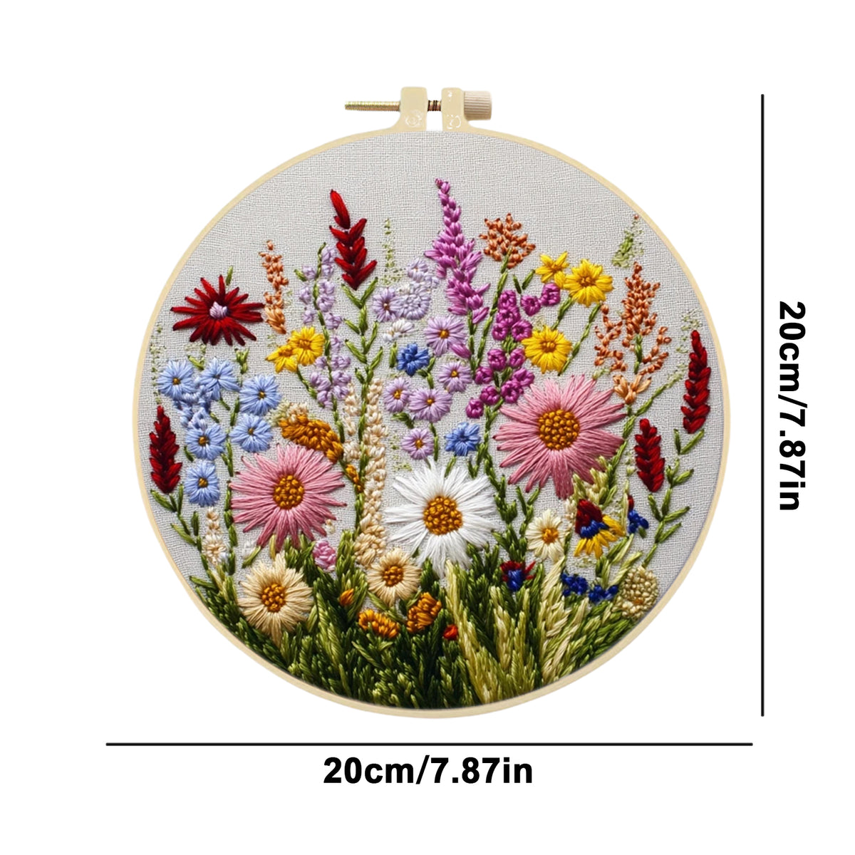 Mixed Blooms - DIY Embroidery Cross Stitch Kit with Pattern Cotton Threads Needles Hoop 30×30CM/11.81×11.81in